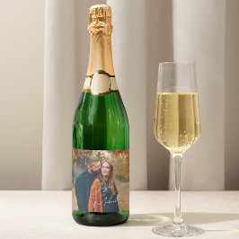 Foto Elegant Script Boho Wedding Schaumweinetikett