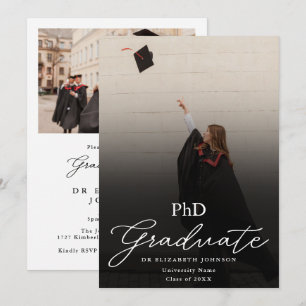 Foto Elegant Script PhD Grad Graduation Party Einladung