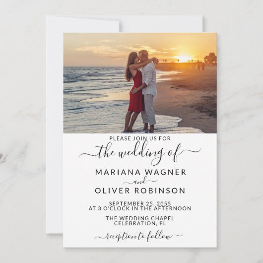 Foto Elegant Script Wedding Einladung (Vorderseite)