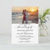 Foto Elegant Script Wedding Einladung (Stehend Vorderseite)