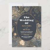 Foto Elegant Silver Gold Celestial Wedding Einladung (Vorderseite)