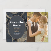 Foto Elegant Silver Gold Celestial Wedding Save The Date (Vorderseite)