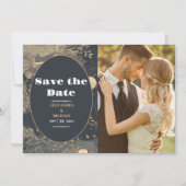 Foto Elegant Silver Gold Celestial Wedding Save The Date (Vorderseite)