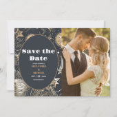 Foto Elegant Silver Gold Celestial Wedding Save The Date (Vorderseite)