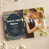 Foto Elegant Silver Gold Celestial Wedding Save The Date