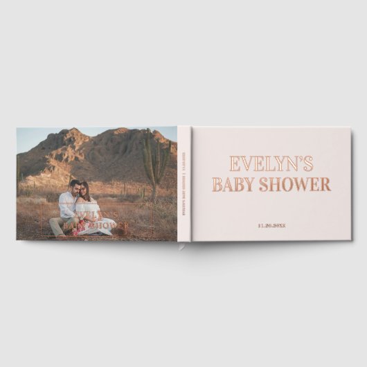 Foto Elegant Simple Baby Shower Pink Gästebuch (Voll)