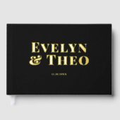 Foto Elegant Simple Black Wedding Gästebuch (Vorderseite)