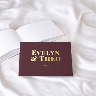 Foto Elegant Simple Burgundy Wedding Gästebuch