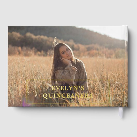 Foto Elegant Simple Quinceanera Gästebuch (Rückseite)