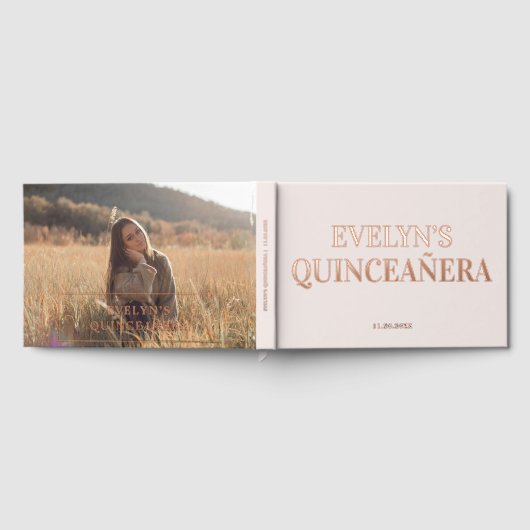 Foto Elegant Simple Quinceanera Gästebuch (Voll)