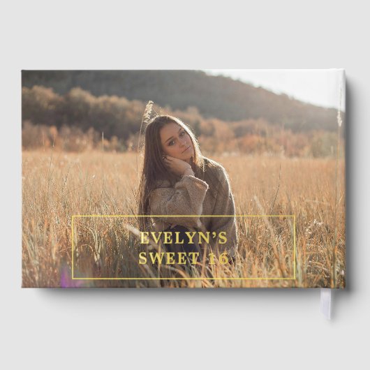 Foto Elegant Simple Sweet 16 Gästebuch (Rückseite)