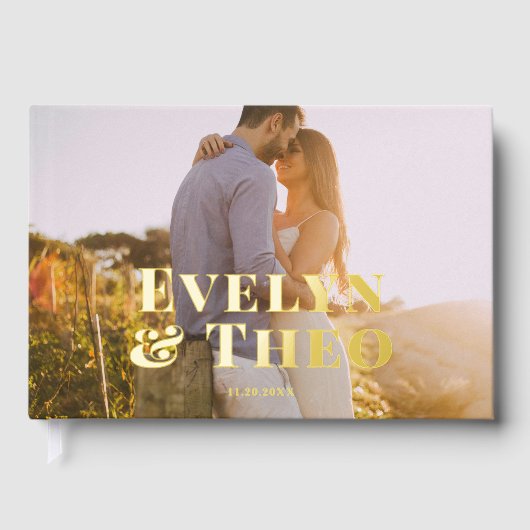 Foto Elegant Simple Wedding Gästebuch (Vorderseite)