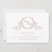 Foto, Elegant Terracotta Monogram Wedding Save The Date (Vorderseite)