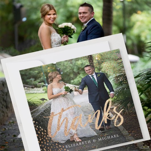 Foto Elegant Wedding Gold Square Vielen Dank Dankeskarte