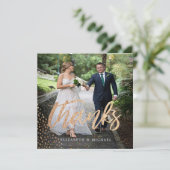 Foto Elegant Wedding Gold Square Vielen Dank Dankeskarte (Stehend Vorderseite)