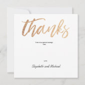 Foto Elegant Wedding Gold Square Vielen Dank Dankeskarte (Rückseite)