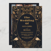 Foto Elegante Art Deco Einladung (Vorne/Hinten)