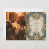 Foto Elegante Art Nouveau Floral Wedding Save The Date (Vorderseite)