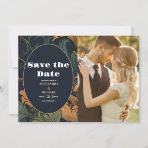 Foto Elegante Blumenkunst im Jugendstil zur Hochze Save The Date