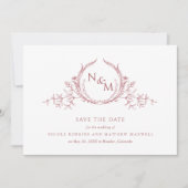 Foto, elegante Burgundy Monogram Wedding Save The Date (Vorderseite)