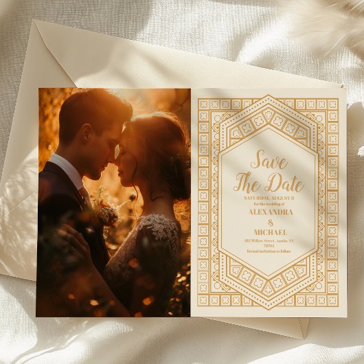 Foto Elegante Geometrische Art Deco Save The Date