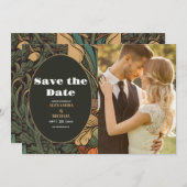 Foto Elegante Jugendstil-Hochzeit Save The Date (Vorne/Hinten)