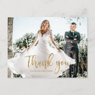 Foto Elegante Kalligrafie Hochzeit Danke Postkarte