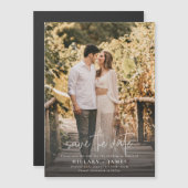 Foto Elegante Kalligrafie Hochzeit Speichern Sie d Magneteinladung (Vorne/Hinten)