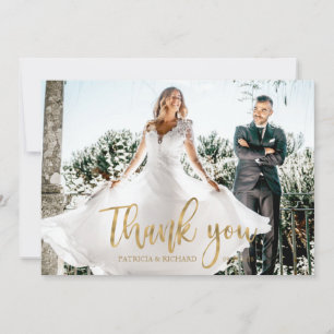 Foto Elegante Kalligrafie Hochzeits-Dankeschön Karte