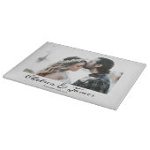 Foto Elegante Kalligrafie Name Schneidebrett (Ecke)