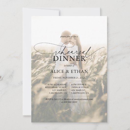 Foto Elegante Kalligrafie Probe Abendessen Einladung (Vorderseite)