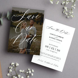 Foto elegante Kalligraphie Drehbuch moderne Hochze Save The Date