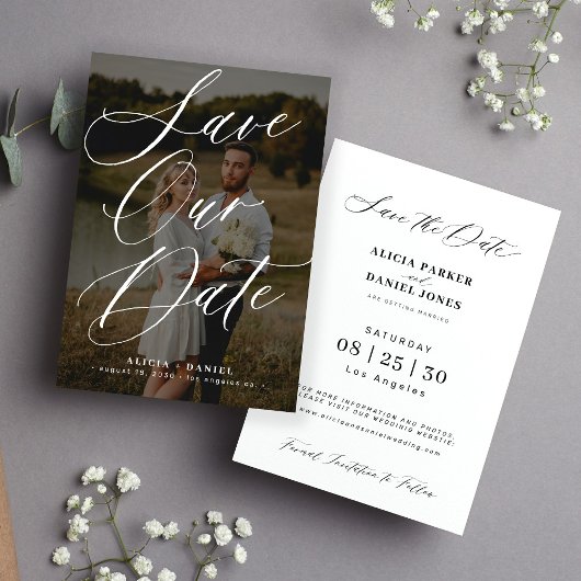 Foto elegante Kalligraphie Drehbuch moderne Hochze Save The Date