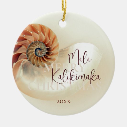 FOTO Elegante Muschel Mele Kalikimaka Keramik Ornament (Vorne)