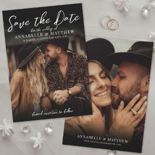 Foto Elegante Schrift Boho Hochzeit Save The Date
