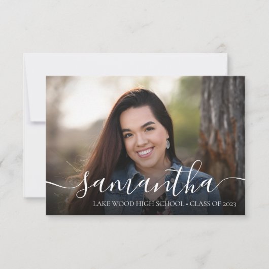 Foto Elegante Script Abschluss Ankündigung (Vorderseite)