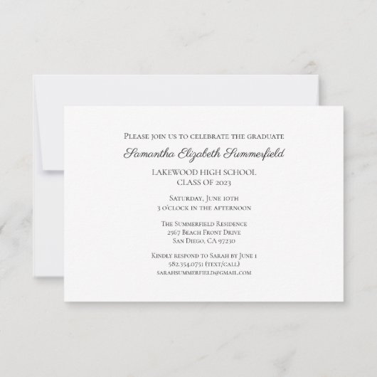 Foto Elegante Script Abschluss Ankündigung (Rückseite)