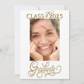 Foto Elegante Script Graduate Ankündigung (Vorderseite)