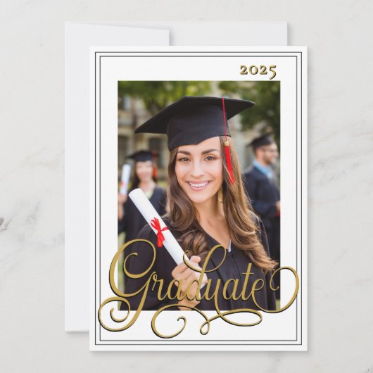 Foto Elegante Script Graduate Open House Einladung (Vorderseite)