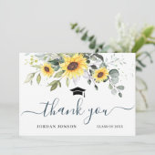 FOTO Elegante Sonnenblumen Eukalyptus Abschluss Dankeskarte (Stehend Vorderseite)