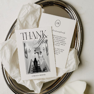 Foto Elegante Typografie Moderne Hochzeit Dankeskarte