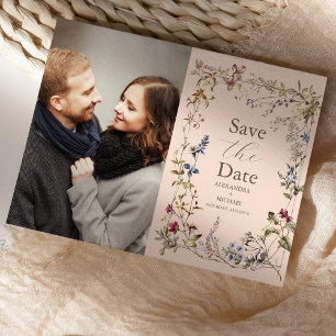 Foto Elegante Vintage Florale Hochzeit Save The Date