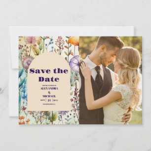 Foto Elegante Wildblumen Hochzeit Save The Date