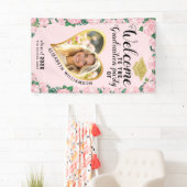 Foto Eleganter Blumenrosa Abschluss Willkommen Banner (Insitu)