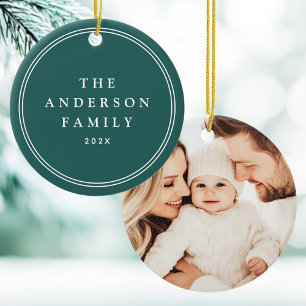 Foto Eleganter Grenzname Jahr Kieferngrün Keramik Ornament