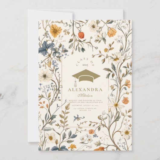 Foto Eleganter Vintager Abschluss Einladung (Vorderseite)