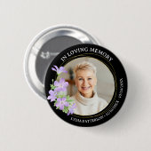 Foto Elegantes Gedächtnis Beileid Beerdigung Button (Vorne & Hinten)