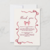 Foto Elegantes rosa Bow-Brautparty Dankeskarte (Vorderseite)