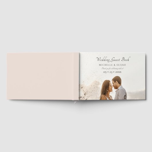 Foto Elegantes Script Dusty Pink Wedding Gästebuch (Voll)