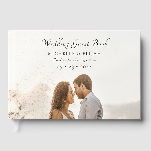 Foto Elegantes Script Dusty Pink Wedding Gästebuch (Vorderseite)